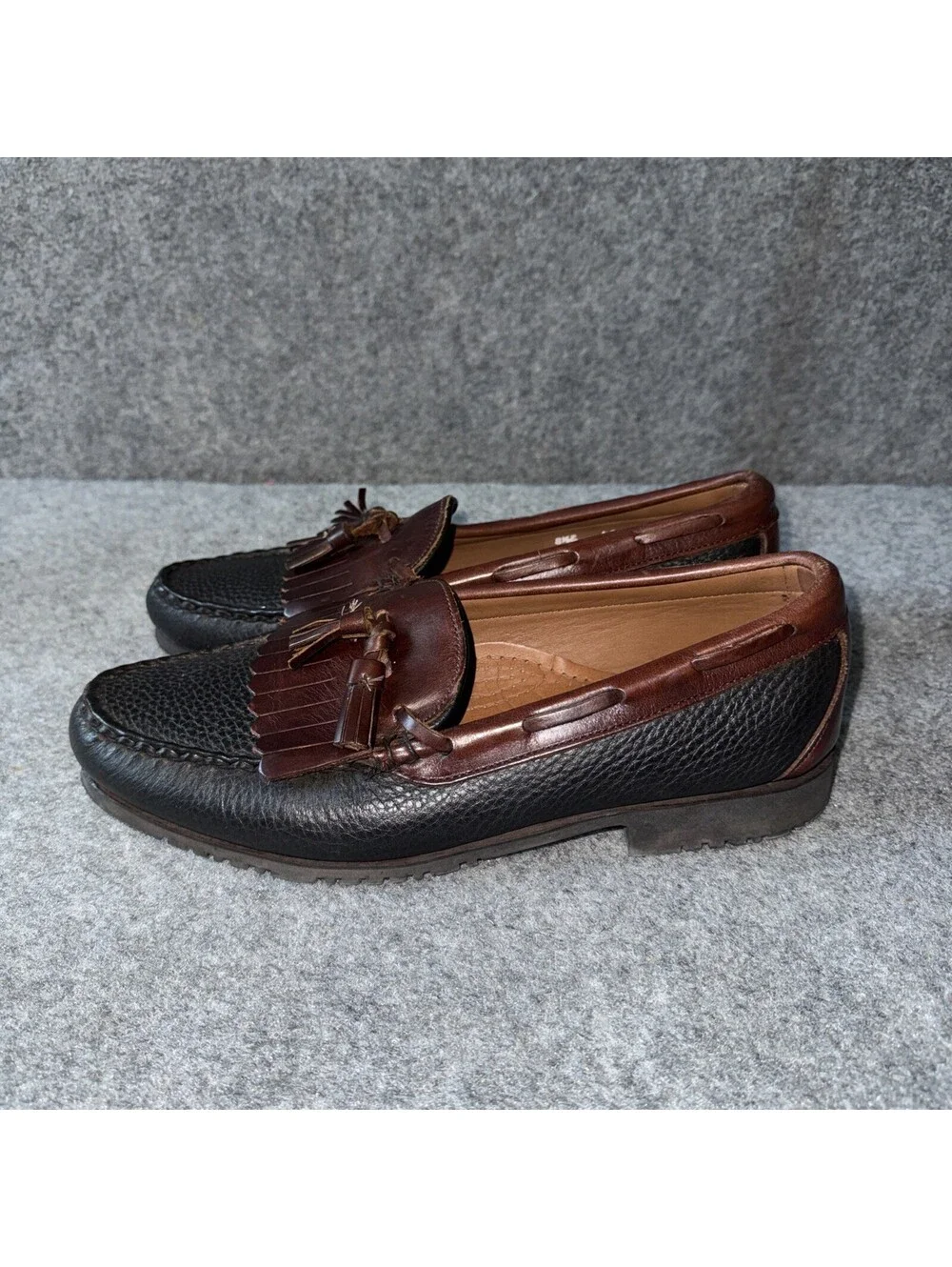 Allen Edmonds Nashua Tassel Loafers Men's 8.5 E Black Brown Kiltie Slip-On 42250